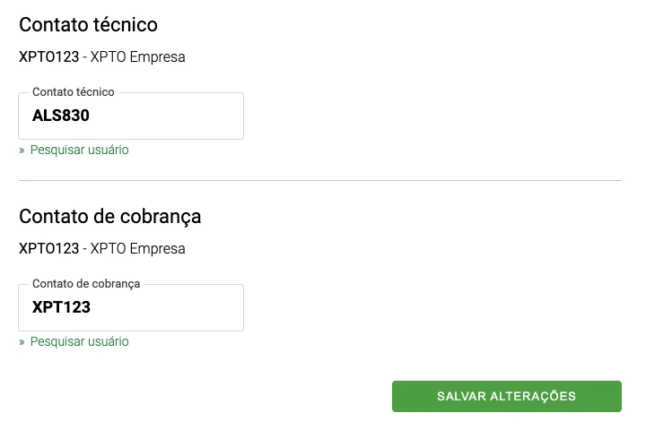 Campo de contato técnico no Registro.br com o ID ALS830