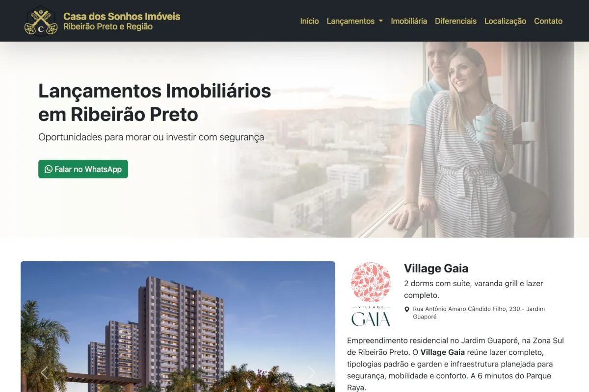 Site da Casa dos Sonhos Imóveis
