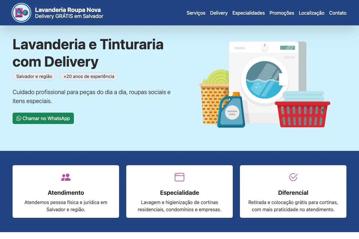 Site da Lavanderia Roupa Nova