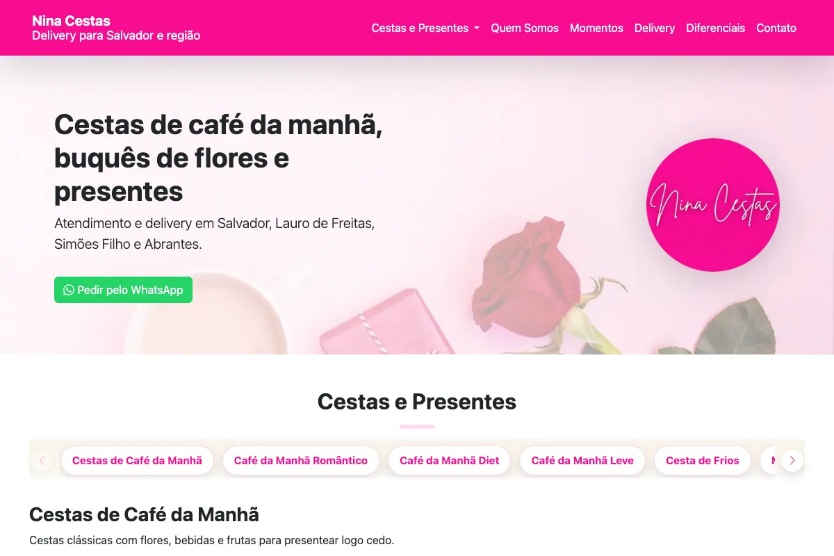 Site da Nina Cestas