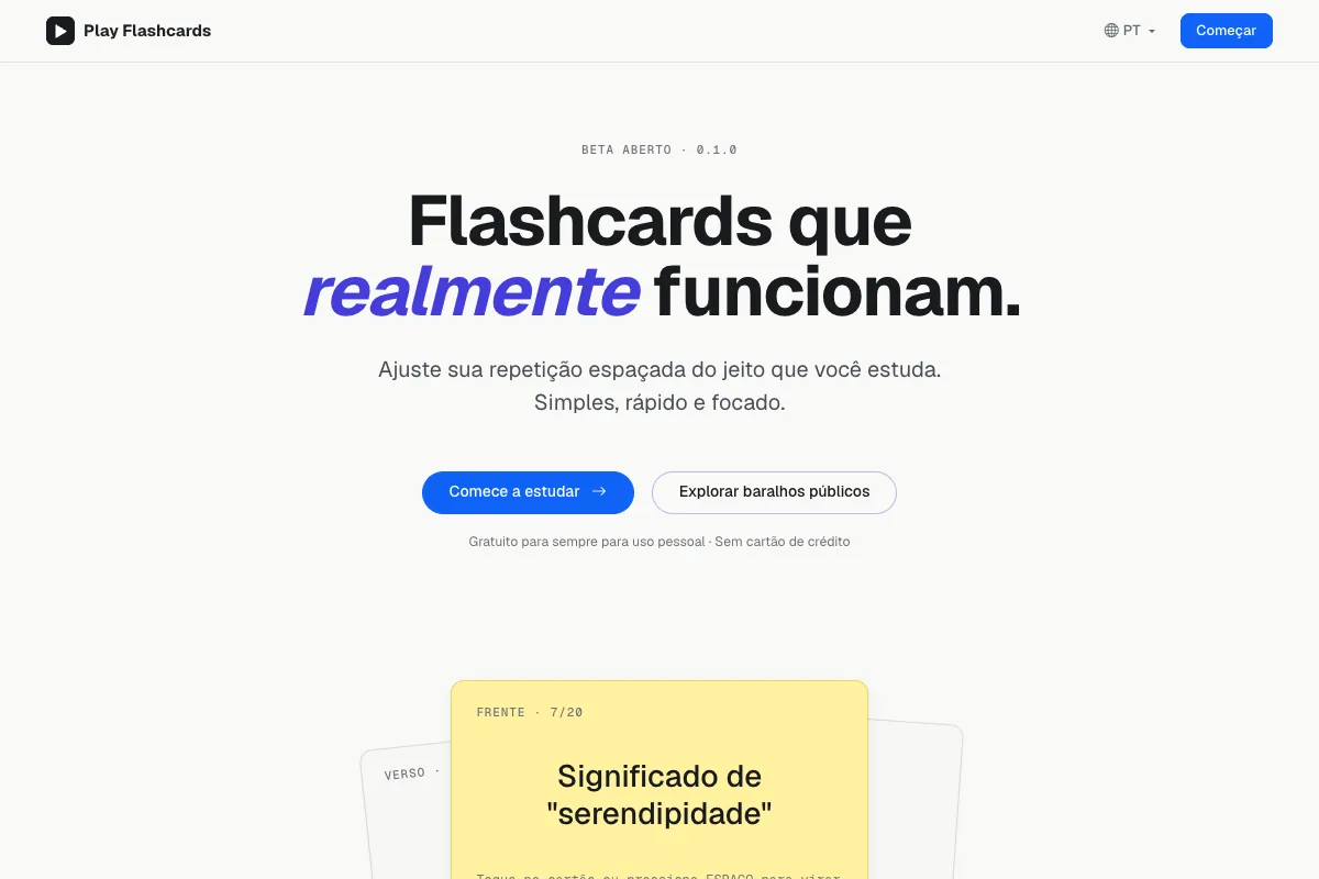 Site do Play Flashcards