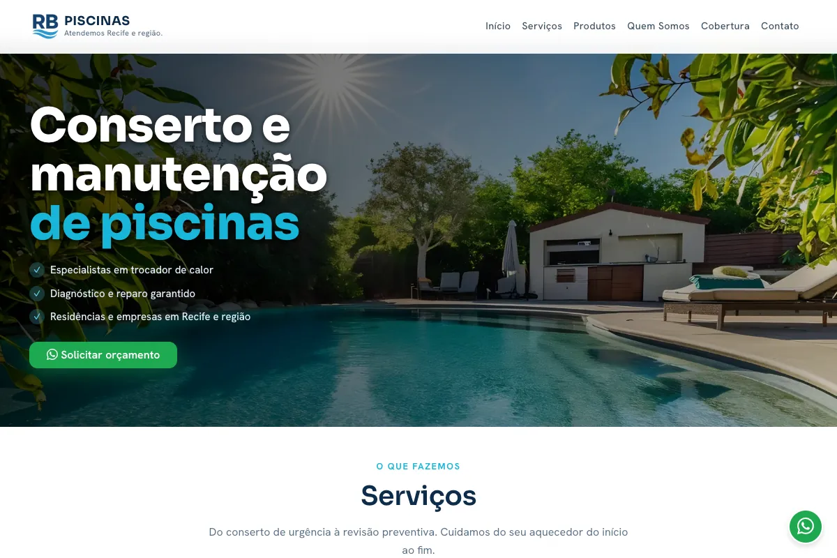 Site da RB Piscinas